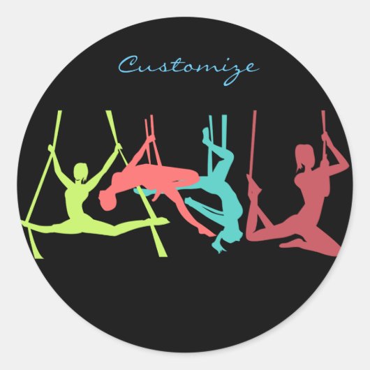 Aerial Fitness Poses Thunder_Cove Ronde Sticker (Voorkant)
