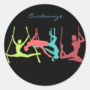 Aerial Fitness Poses Thunder_Cove Ronde Sticker