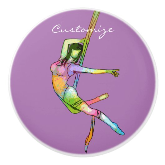 Aerial Fitness Yoga Thunder_Cove Keramische Knop (Voorkant)