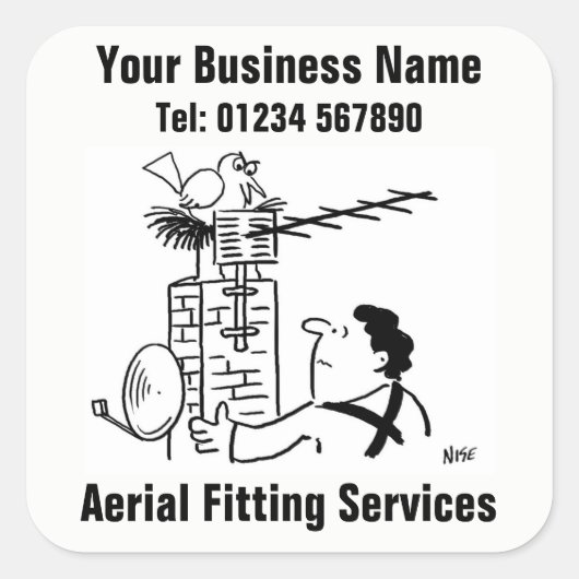 Aerial Fitter cartoon Square Sticker (Voorkant)