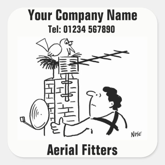 Aerial Fitter cartoon Square Sticker (Voorkant)