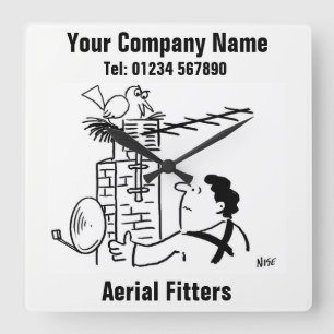 Aerial Fitter Cartoon Vierkante Klok