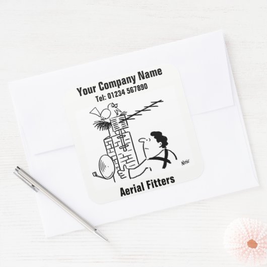 Aerial Fitter geïllustreerd Vierkante Sticker (Envelop)