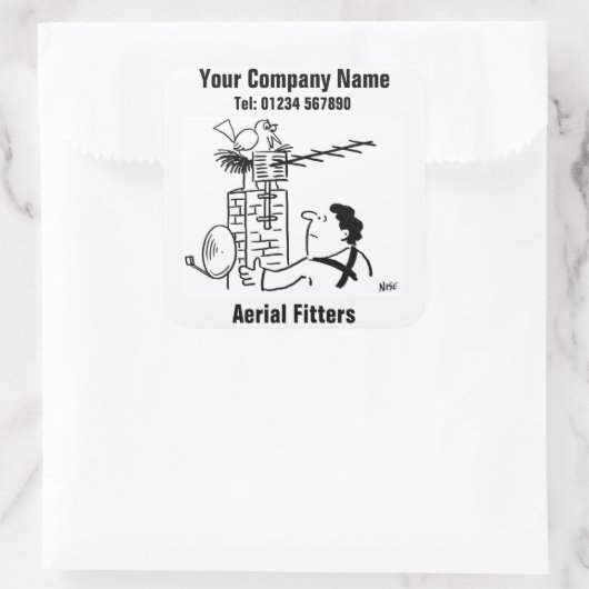 Aerial Fitter geïllustreerd Vierkante Sticker (Tas)