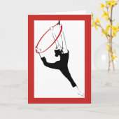 Aerial Hoop Classic Pose in rode en zwarte Note Ka Kaart (Gele Bloem)