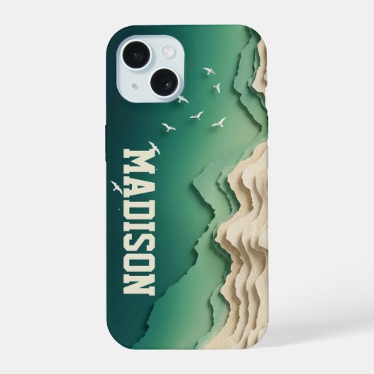 Aerial Kustlijn Vogels iPhone Hoesje 15 Case (Achterkant)