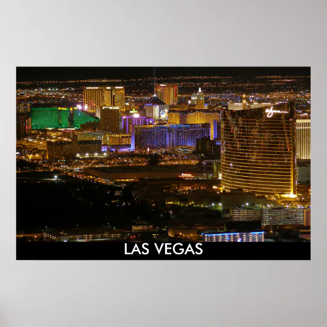 Aerial Las Vegas Strip at Night High Altitude Poster Zazzle.nl