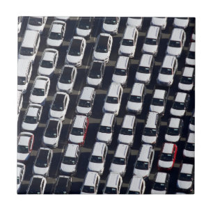 Aerial over Car Lot Tegeltje
