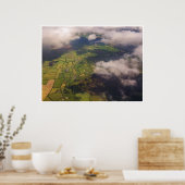 Aerial Patchwork, Irish Farmland and Clouds Photo Poster (Keuken)