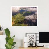 Aerial Patchwork, Irish Farmland and Clouds Photo Poster (Thuiskantoor)