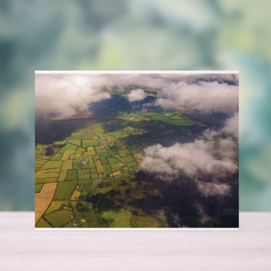 Aerial Patchwork of Irish Farmland and Clouds Acryl Bord (Neutraal)