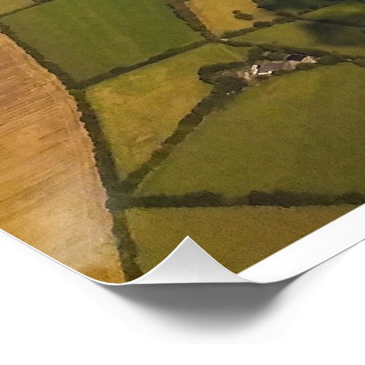 Aerial Patchwork of Irish Farmland and Clouds Perfect Poster (Hoek)
