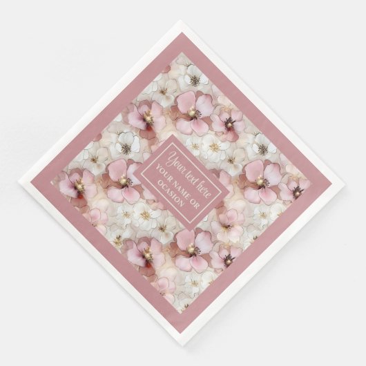 Aerial Pink and Gold Napkins Ethereal Monogram Servet (Hoek)