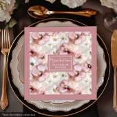 Aerial Pink and Gold Napkins Ethereal Monogram Servet