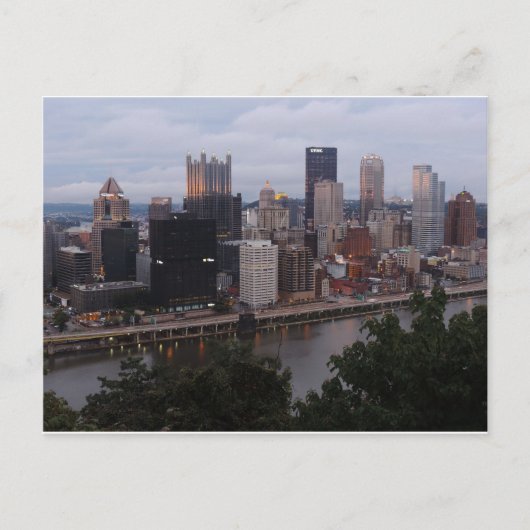 Aerial Pittsburgh Skyline in sunset Briefkaart (Voorkant)