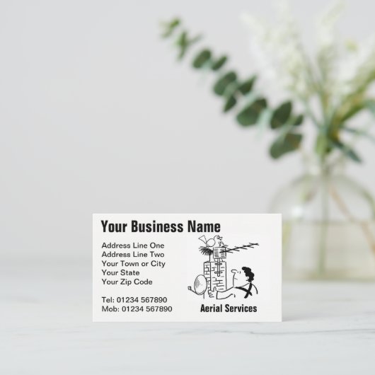 Aerial Services Cartoon Visitekaartje (Staand voorkant)