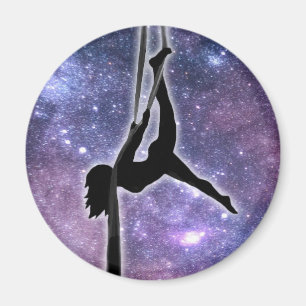 Aerial Silk Dancer Silhouette Galaxy Magnet