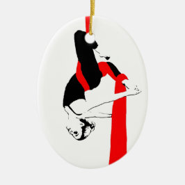 Aerial Silks Dancer Gemini Pose Keramisch Ornament