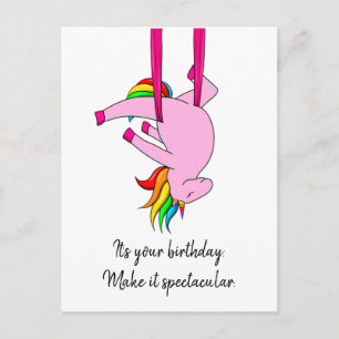 Aerial Silks Unicorn Birthday Briefkaart