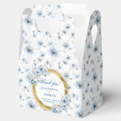 Aerial Stijlvolle Waterverf Dusty Blue Gold Weddin Bedankdoosjes (Geopend)