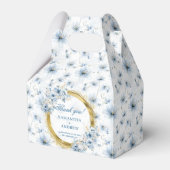 Aerial Stijlvolle Waterverf Dusty Blue Gold Weddin Bedankdoosjes (Voorkant Zijde)