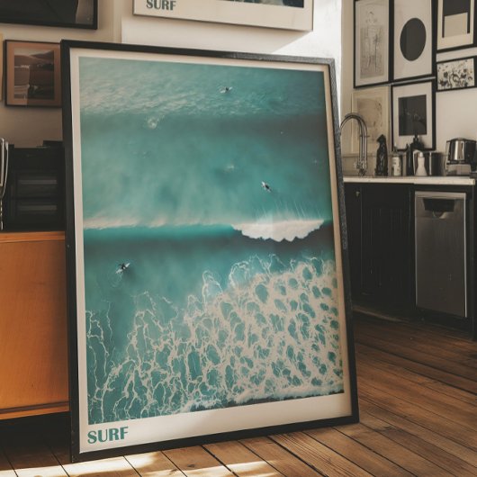 Aerial Surf Photography Ocean Wave Wall Poster 