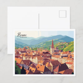 Aerial Uitzicht Brasov Roemenië Art Travel Briefkaart