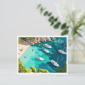 Aerial Uitzicht Costa Brava Spanje Illustratie Briefkaart (Staand voorkant)