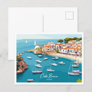 Aerial Uitzicht Costa Brava Spanje Illustratie Rei Briefkaart