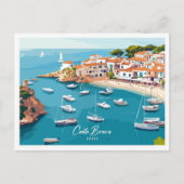 Aerial Uitzicht Costa Brava Spanje Illustratie Rei Briefkaart (Voorkant)