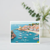 Aerial Uitzicht Costa Brava Spanje Illustratie Rei Briefkaart (Staand voorkant)