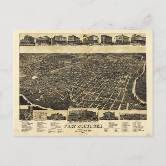 Aerial Uitzicht Fort Worth Tarrant County Texas (1 Briefkaart (Voorkant)