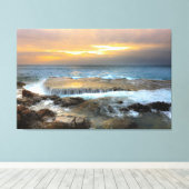 Aerial Uitzicht Fotografie van Rocky Shore Canvas Afdruk (Insitu (Houten vloer))