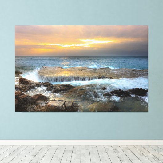 Aerial Uitzicht Fotografie van Rocky Shore Canvas Afdruk (Insitu (Houten vloer))