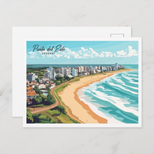 Aerial Uitzicht Punta del Este Uruguay Reizen Briefkaart (Voorkant / Achterkant)