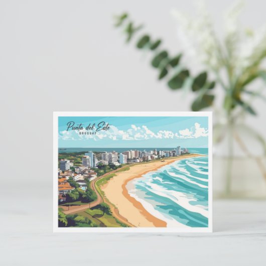 Aerial Uitzicht Punta del Este Uruguay Reizen Briefkaart (Staand voorkant)