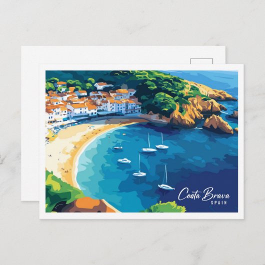 Aerial Uitzicht Rozen Costa Brava Spanje Reizen Briefkaart (Voorkant / Achterkant)