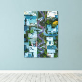 AERIAL UITZICHT VAN LOMBARD STREET, SAN FRANCISCO, CANVAS AFDRUK (Insitu (Houten vloer))