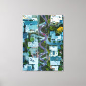 AERIAL UITZICHT VAN LOMBARD STREET, SAN FRANCISCO, CANVAS AFDRUK (Voorkant)