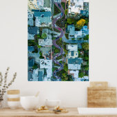 AERIAL UITZICHT VAN LOMBARD STREET, SAN FRANCISCO, POSTER (Keuken)
