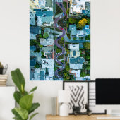 AERIAL UITZICHT VAN LOMBARD STREET, SAN FRANCISCO, POSTER (Thuiskantoor)