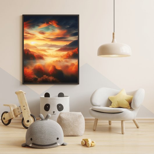 Aerial ungle Landscape Red Trees & Black Cloud Zee Poster