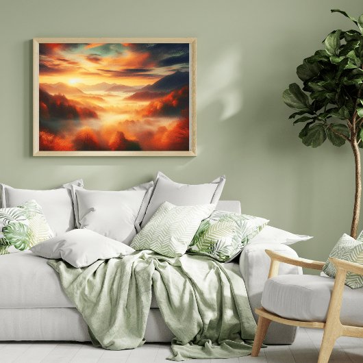 Aerial ungle Landscape Red Trees & Black Cloud Zee Poster