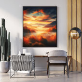 Aerial ungle Landscape Red Trees & Black Cloud Zee Poster