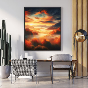 Aerial ungle Landscape Red Trees & Black Cloud Zee Poster
