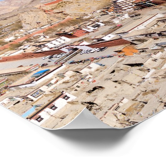 Aerial view of Gyantse & Palcho Monastery - Tibet Poster (Hoek)