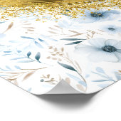 Aerial Waterverf Lichtblauw Goud Custom Wedding Poster (Hoek)