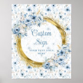 Aerial Waterverf Lichtblauw Goud Custom Wedding Poster (Voorkant)