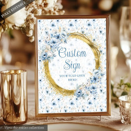 Aerial Waterverf Lichtblauw Goud Custom Wedding Poster