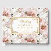 Aerial waterverf stoffige roze gouden bruiloft gastenboek (Voorkant)